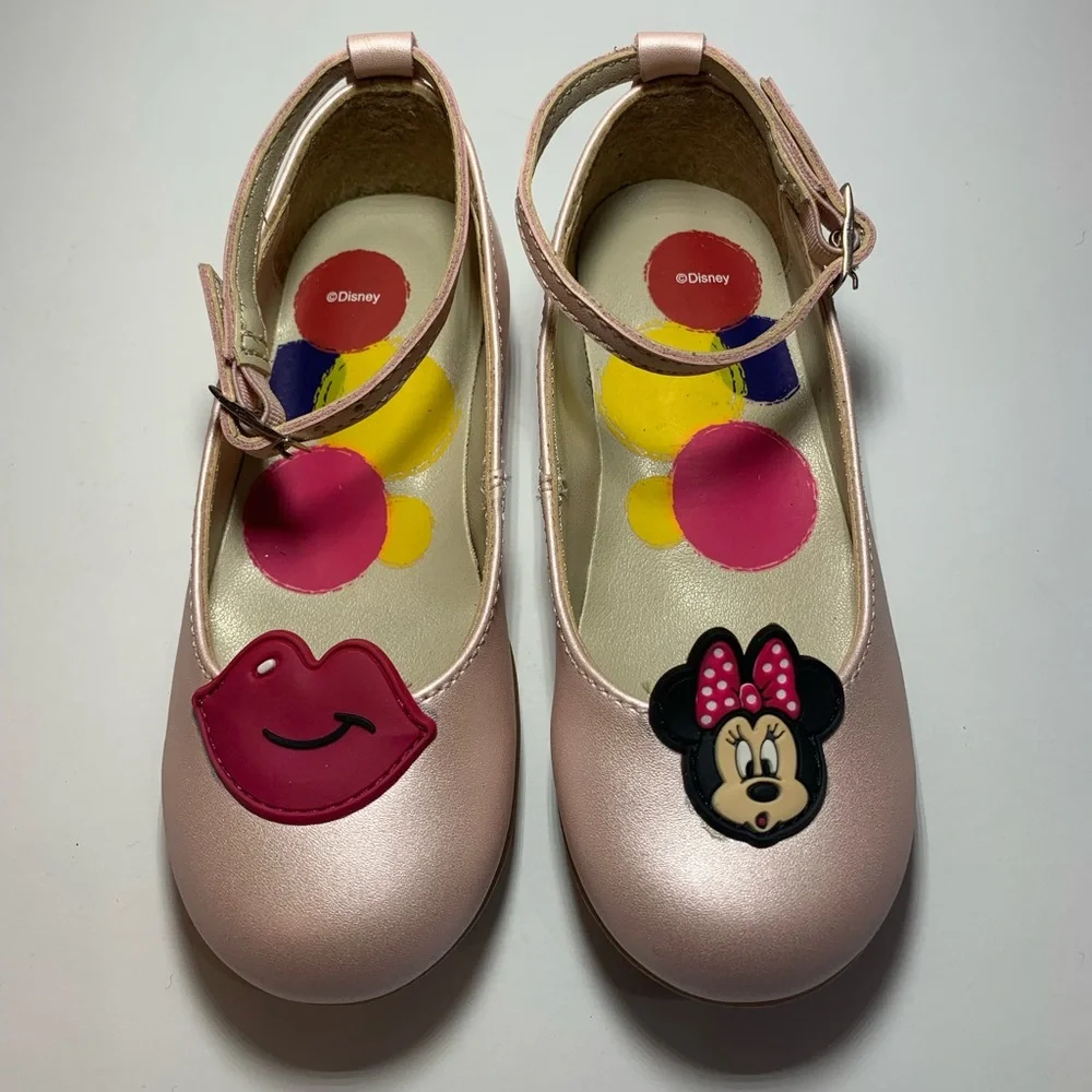 Andrea Girl Toddler‎ Pink Minnie Mouse Ballet Flat Ankle Strap Size 8 NEW